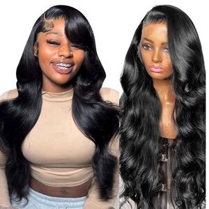 20” Nat Black Body Wave 13x6 HD Lace Front Wig 100% Human Hair 210% Density #CA4
